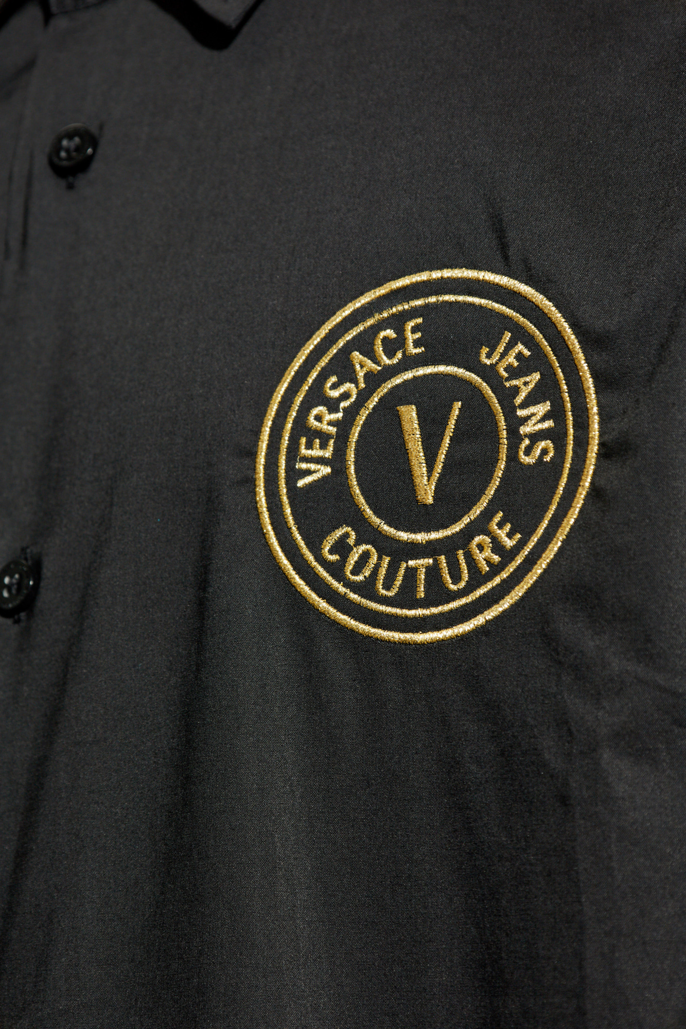 VERSACE ロコハッチショトスリフシャツ 78GAG629J0001 899 Versace Jeans Couture Shirt with embroidered logo | Men's